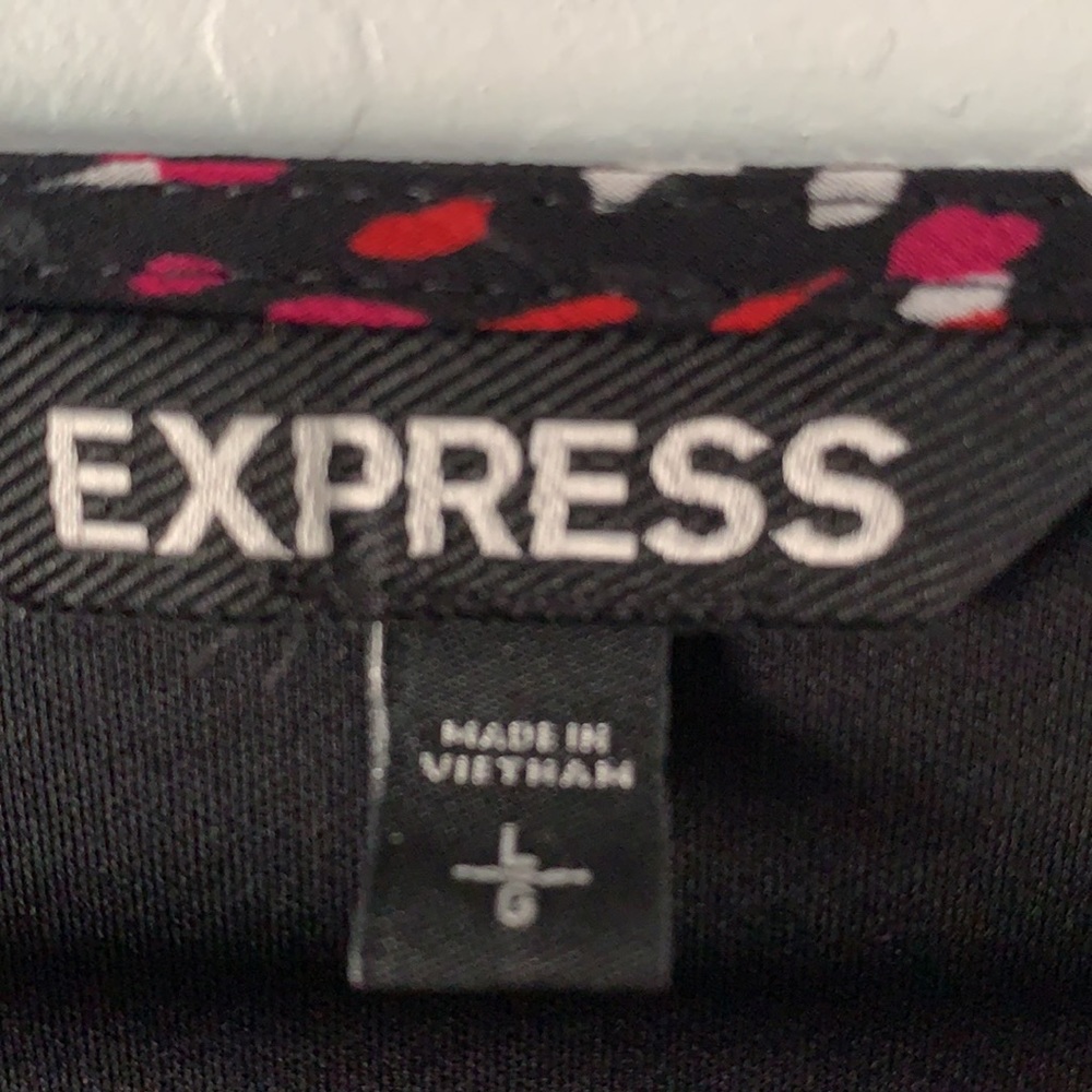 Express Print Long Sleeve Chiffon Wrap Front Romper L - Picture 8 of 8